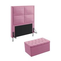 Kit Cabeceira Estofada Decorativa Para Cama Box Maia 90 Para Cama de Solteiro e Calçadeira Sagitarius Sued Rosê Aradecor Kit Cabeceira Estofada Decorativa Para Cama Box Maia 90 Para Cama de Solteiro e Calçadeira Sagitarius Sued Rosê Aradecor