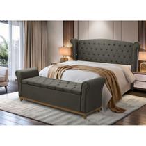 Kit Cabeceira Estofada e Recamier Baú Cama Box King Grécia
