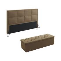 Kit Cabeceira Estofada Maia 195 Para Cama King e Calçadeira Sagitarius Sued Capuccino Aradecor