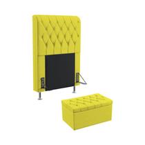 Kit Cabeceira Estofada Para Cama Box Bellatrix 90 Para Cama de Solteiro e Calçadeira Sagitarius Sued Amarelo Aradecor Kit Cabeceira Estofada Para Cama Box Bellatrix 90 Para Cama de Solteiro e Calçadeira Sagitarius Sued Amarelo Aradecor