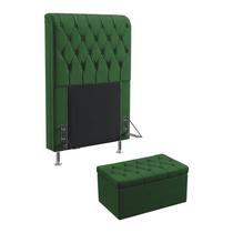 Kit Cabeceira Estofada Para Cama Box Bellatrix 90 Para Cama de Solteiro e Calçadeira Sagitarius Sued Verde Aradecor Kit Cabeceira Estofada Para Cama Box Bellatrix 90 Para Cama de Solteiro e Calçadeira Sagitarius Sued Verde Aradecor