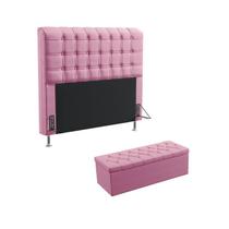 Kit Cabeceira Estofada Para Cama Box Dama 140 Para Cama de Casal e Calçadeira Sagitarius Sued Rosê Aradecor Kit Cabeceira Estofada Para Cama Box Dama 140 Para Cama de Casal e Calçadeira Sagitarius Sued Rosê Aradecor