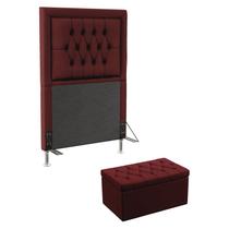 Kit Cabeceira Estofada Para Cama Box Pegasus e Calçadeira Sagitarius 90 Para Cama de Solteiro Sued Bordô Aradecor Kit Cabeceira Estofada Para Cama Box Pegasus e Calçadeira Sagitarius 90 Para Cama de Solteiro Sued Bordô Aradecor