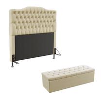 Kit Cabeceira Estofada Para Cama Box Pollux e Calçadeira Sagitarius 195 Para Cama King Sued Bege Aradecor Kit Cabeceira Estofada Para Cama Box Pollux e Calçadeira Sagitarius 195 Para Cama King Sued Bege Aradecor