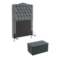 Kit Cabeceira Estofada Para Cama Box Pollux e Calçadeira Sagitarius 90 Para Cama de Solteiro Sued Cinza Aradecor Kit Cabeceira Estofada Para Cama Box Pollux e Calçadeira Sagitarius 90 Para Cama de Solteiro Sued Cinza Aradecor