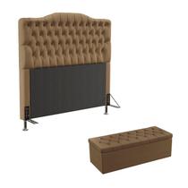 Kit Cabeceira Estofada Pollux e Calçadeira Sagitarius 160 Para Cama Queen Sued Capuccino Aradecor Kit Cabeceira Estofada Pollux e Calçadeira Sagitarius 160 Para Cama Queen Sued Capuccino Aradecor