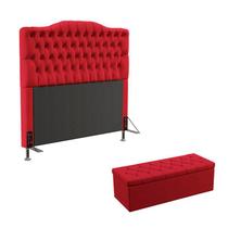 Kit Cabeceira Estofada Pollux e Calçadeira Sagitarius 160 Para Cama Queen Sued Vermelho Aradecor Kit Cabeceira Estofada Pollux e Calçadeira Sagitarius 160 Para Cama Queen Sued Vermelho Aradecor