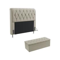 Kit Cabeceira Estofada Sirius 140 Para Cama De Casal e Calçadeira Sagitarius Bege Aradecor Kit Cabeceira Estofada Sirius 140 Para Cama De Casal e Calçadeira Sagitarius Bege Aradecor