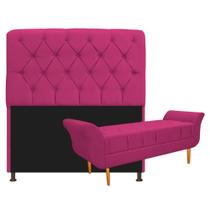 Kit Cabeceira Estofado Lady e Recamier Ari 140 cm Casal Suede Pink - Amarena Móveis Kit Cabeceira Estofado Lady e Recamier Ari 140 cm Casal Suede Pink - Amarena Móveis