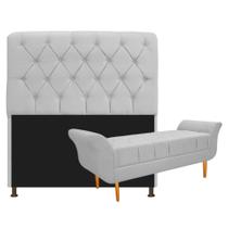 Kit Cabeceira Estofado Lady e Recamier Ari 195 cm King Size Sintético Branco - Amarena Móveis Kit Cabeceira Estofado Lady e Recamier Ari 195 cm King Size Sintético Branco - Amarena Móveis