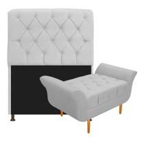 Kit Cabeceira Estofado Lady e Recamier Ari 90 cm Solteiro Suede Branco - Amarena Móveis Kit Cabeceira Estofado Lady e Recamier Ari 90 cm Solteiro Suede Branco - Amarena Móveis