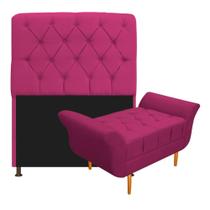 Kit Cabeceira Estofado Lady e Recamier Ari 90 cm Solteiro Suede Pink - Amarena Móveis Kit Cabeceira Estofado Lady e Recamier Ari 90 cm Solteiro Suede Pink - Amarena Móveis