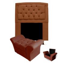 Kit Cabeceira Geovana + Calçadeira Baú Veneza Solteiro 90cm Suede - Ecotec Decor