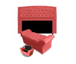 Kit Cabeceira Geovana + Calçadeira Veneza Solteiro 120cm com Strass Suede