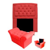 Kit Cabeceira Geovana + Calçadeira Veneza Solteiro 120cm Suede