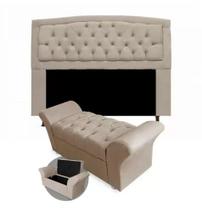 Kit Cabeceira Geovana e Calçadeira Veneza King 195cm Suede Renascer Decor