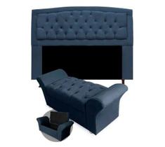 Kit Cabeceira Geovana e Calçadeira Veneza King 195cm Suede Renascer Decor