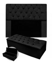 Kit cabeceira italia mais calçadeira 100cm suede preto