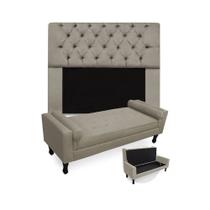 Kit Cabeceira King Lady 195 cm Mais Calçadeira Felix 195 cm Suede Bege