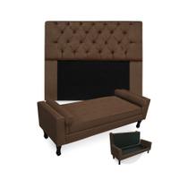Kit Cabeceira King Lady 195 cm Mais Calçadeira Felix 195 cm Suede Marrom Kit Cabeceira King Lady 195 cm Mais Calçadeira Felix 195 cm Suede Marrom