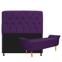 Kit Cabeceira Lady e Recamier Ari 90 cm Solteiro Suede Roxo - Doce Sonho Móveis