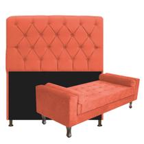 Kit Cabeceira Lady e Recamier Félix 160 cm Queen Size Suede Terracota - Doce Sonho Móveis