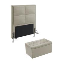 Kit Cabeceira Maia 90 Para Cama de Solteiro e Calçadeira Sagitarius Bege Aradecor Kit Cabeceira Maia 90 Para Cama de Solteiro e Calçadeira Sagitarius Bege Aradecor