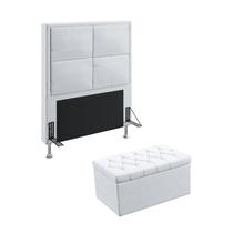 Kit Cabeceira Maia 90 Para Cama de Solteiro e Calçadeira Sagitarius Couro Artificial Branco Aradecor Kit Cabeceira Maia 90 Para Cama de Solteiro e Calçadeira Sagitarius Couro Artificial Branco Aradecor