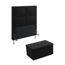 Kit Cabeceira Maia 90 Para Cama de Solteiro e Calçadeira Sagitarius Couro Artificial Preto Aradecor Kit Cabeceira Maia 90 Para Cama de Solteiro e Calçadeira Sagitarius Couro Artificial Preto Aradecor