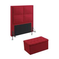 Kit Cabeceira Maia 90 Para Cama de Solteiro e Calçadeira Sagitarius Sued Vermelho Aradecor Kit Cabeceira Maia 90 Para Cama de Solteiro e Calçadeira Sagitarius Sued Vermelho Aradecor