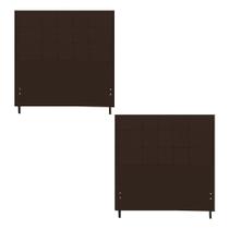 Kit Cabeceira Maveric Estofada Casal 144Cm Marrom Botão Tecido + Cabeceira Maveric Solteiro 94Cm Marrom