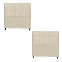 Kit Cabeceira Maveric Estofada Casal 144Cm New Foam Botão Tecido+Cabeceira Maveric Solteiro 94Cm New Foam