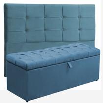 Kit Cabeceira Mel + Calçadeira Itália King 195 CM Suede Azul Turquesa- D A Decor Kit Cabeceira Mel + Calçadeira Itália King 195 CM Suede Azul Turquesa- D A Decor