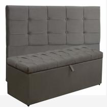 Kit Cabeceira Mel + Calçadeira Itálial Casal 140 CM Suede Cinza - D A Decor Kit Cabeceira Mel + Calçadeira Itálial Casal 140 CM Suede Cinza - D A Decor