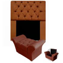 Kit Cabeceira Mirage + Calçadeira Baú Veneza Solteiro 90cm Suede - Renascer Decor