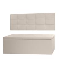 Kit Cabeceira Painel e Calçadeira Baú Casal King 1,95m Roma Material Sintético Bege Dal Poz Estofados Kit Cabeceira Painel e Calçadeira Baú Casal King 1,95m Roma Material Sintético Bege Dal Poz Estofados