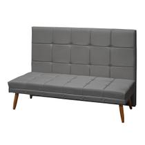 Kit Cabeceira Painel e Puff Pé de Cama de Solteirão 130 cm Estofado Katherine Cinza Suede Anchar Interiores