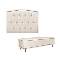 Kit Cabeceira Painel + Recamier Genova Suede Bege