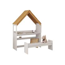 Kit Cabeceira para Cama Moveis Peroba Casinha com banco MDF -