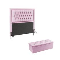 Kit Cabeceira Pegasus 160 e Calçadeira Sagitarius Z-021 Sued Rosa Bebê Aradecor