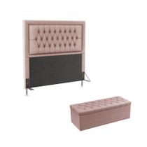 Kit Cabeceira Pegasus 160 Modulada Estofada e Calçadeira Sagitarius N-031 Veludo Rosê Claro Aradecor Kit Cabeceira Pegasus 160 Modulada Estofada e Calçadeira Sagitarius N-031 Veludo Rosê Claro Aradecor