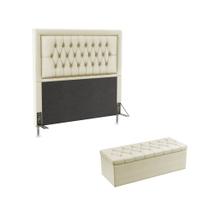 Kit Cabeceira Pegasus 160 Para Cama Box Queen e Calçadeira Sagitarius N-030 Veludo Bege Aradecor Kit Cabeceira Pegasus 160 Para Cama Box Queen e Calçadeira Sagitarius N-030 Veludo Bege Aradecor