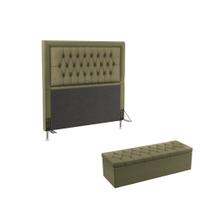 Kit Cabeceira Pegasus 195 King Decorativa e Calçadeira Sagitarius N-029 Veludo Capuccino Aradecor