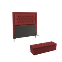 Kit Cabeceira Pegasus 195 King e Calçadeira Sagitarius A-020 Couro Artificial Vermelho Aradecor