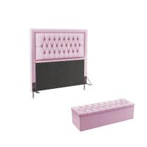 Kit Cabeceira Pegasus 195 King e Calçadeira Sagitarius Z-021 Sued Rosa Bebê Aradecor Kit Cabeceira Pegasus 195 King e Calçadeira Sagitarius Z-021 Sued Rosa Bebê Aradecor