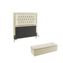 Kit Cabeceira Pegasus 195 Para Cama Box King e Calçadeira Sagitarius N-030 Veludo Bege Aradecor