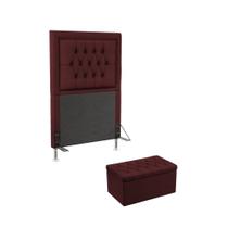 Kit Cabeceira Pegasus 90 Modulada Estofada e Calçadeira Sagitarius N-034 Veludo Bordô Aradecor