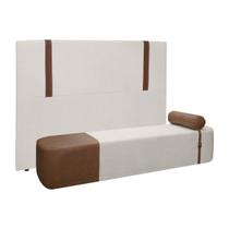 Kit Cabeceira Pietro e Recamier Diamante King Size 195cm Bouclê Facto - SOFA STORE Kit Cabeceira Pietro e Recamier Diamante King Size 195cm Bouclê Facto - SOFA STORE