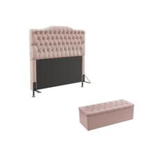 Kit Cabeceira Pollux 140 Casal e Calçadeira Sagitarius N-031 Veludo Rosê Claro Aradecor Kit Cabeceira Pollux 140 Casal e Calçadeira Sagitarius N-031 Veludo Rosê Claro Aradecor