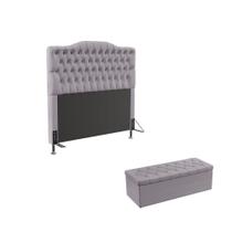 Kit Cabeceira Pollux 160 e Calçadeira Sagitarius N-023 Veludo Cinza Claro Aradecor Kit Cabeceira Pollux 160 e Calçadeira Sagitarius N-023 Veludo Cinza Claro Aradecor